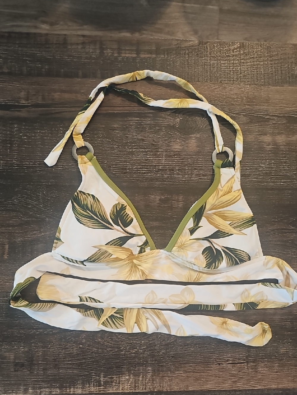 Mossimo Womens Floral Yellow And Green Bikini Top